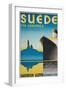 Travel Poster for Swedish Cruise Ships-null-Framed Art Print