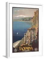 Travel Poster for Taormina-null-Framed Art Print