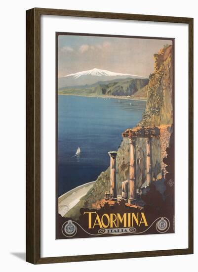 Travel Poster for Taormina-null-Framed Art Print