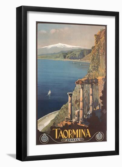 Travel Poster for Taormina-null-Framed Art Print