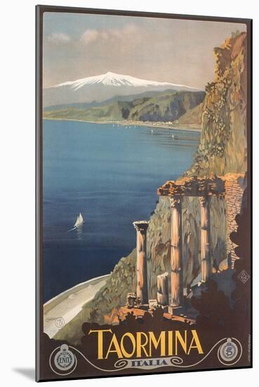 Travel Poster for Taormina-null-Mounted Art Print