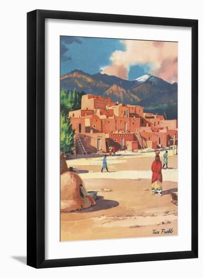 Travel Poster for Taos Pueblo-null-Framed Art Print