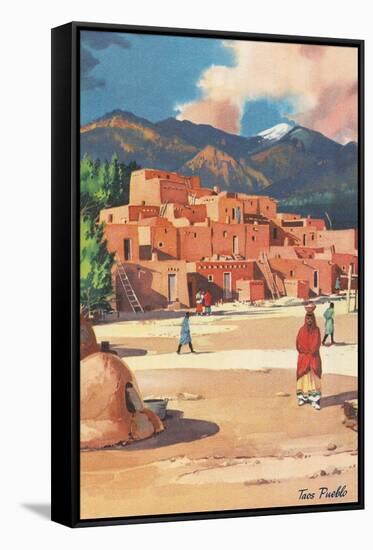 Travel Poster for Taos Pueblo-null-Framed Stretched Canvas