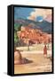 Travel Poster for Taos Pueblo-null-Framed Stretched Canvas