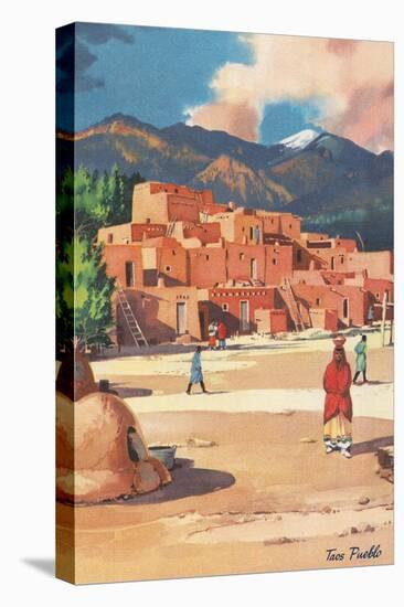 Travel Poster for Taos Pueblo-null-Stretched Canvas