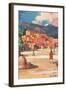 Travel Poster for Taos Pueblo-null-Framed Art Print