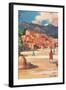 Travel Poster for Taos Pueblo-null-Framed Art Print