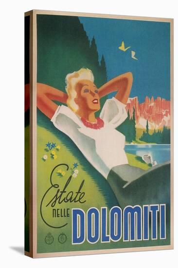 Travel Poster for the Dolomites, Italy-null-Stretched Canvas