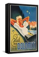 Travel Poster for the Italian Dolomites-Franz Lenhart-Framed Stretched Canvas