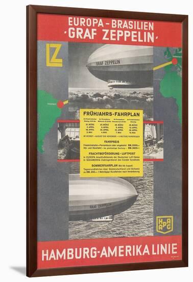 Travel Poster for Transatlantic Zeppelin Crossing-null-Framed Art Print