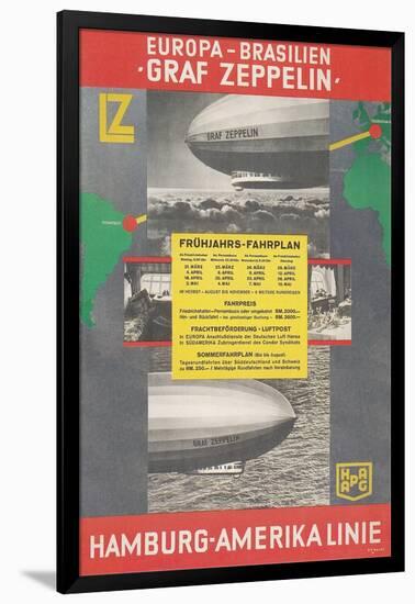 Travel Poster for Transatlantic Zeppelin Crossing-null-Framed Art Print