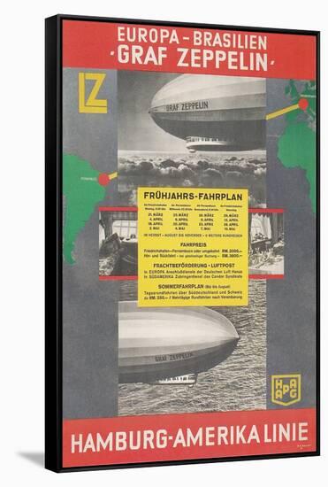 Travel Poster for Transatlantic Zeppelin Crossing-null-Framed Stretched Canvas