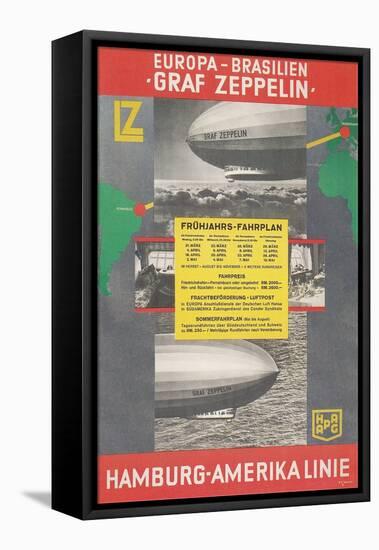 Travel Poster for Transatlantic Zeppelin Crossing-null-Framed Stretched Canvas