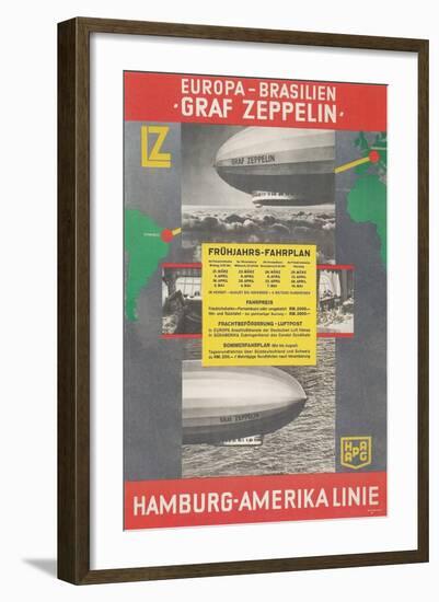 Travel Poster for Transatlantic Zeppelin Crossing-null-Framed Art Print