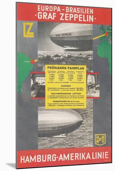 Travel Poster for Transatlantic Zeppelin Crossing-null-Mounted Art Print