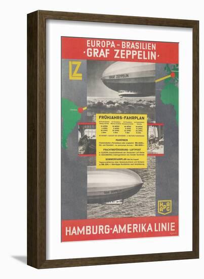 Travel Poster for Transatlantic Zeppelin Crossing-null-Framed Art Print