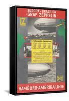 Travel Poster for Transatlantic Zeppelin Crossing-null-Framed Stretched Canvas