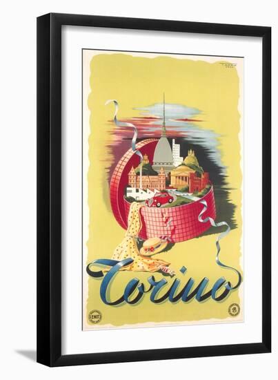 Travel Poster for Turin-null-Framed Art Print