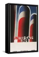 Travel Poster for United States Lines-null-Framed Stretched Canvas
