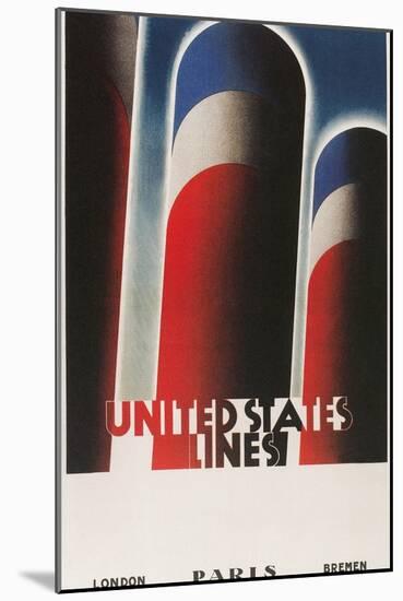 Travel Poster for United States Lines-null-Mounted Art Print