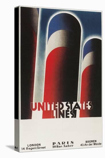 Travel Poster for United States Lines-Found Image Press-Stretched Canvas