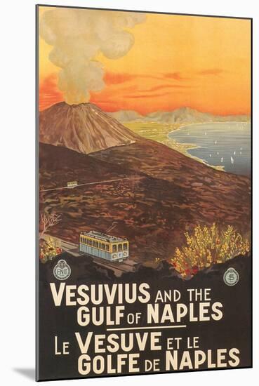 Travel Poster for Vesuvius-null-Mounted Art Print