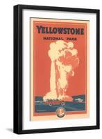 Travel Poster for Yellowstone Park, Old Faithful-null-Framed Art Print