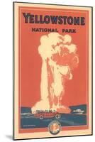 Travel Poster for Yellowstone Park, Old Faithful-null-Mounted Art Print