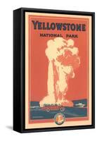 Travel Poster for Yellowstone Park, Old Faithful-null-Framed Stretched Canvas