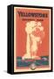 Travel Poster for Yellowstone Park, Old Faithful-null-Framed Stretched Canvas