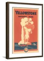 Travel Poster for Yellowstone Park, Old Faithful-null-Framed Art Print