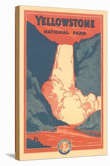 Travel Poster for Yellowstone Park, Waterfall-null-Stretched Canvas