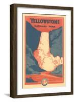 Travel Poster for Yellowstone Park, Waterfall-null-Framed Art Print