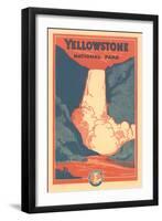 Travel Poster for Yellowstone Park, Waterfall-null-Framed Art Print