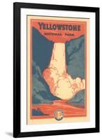 Travel Poster for Yellowstone Park, Waterfall-null-Framed Art Print