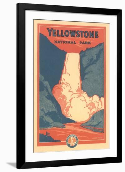 Travel Poster for Yellowstone Park, Waterfall-null-Framed Art Print