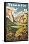 Travel Poster for Yosemite National Park-null-Framed Stretched Canvas