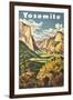 Travel Poster for Yosemite National Park-null-Framed Art Print