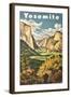 Travel Poster for Yosemite National Park-null-Framed Art Print