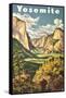 Travel Poster for Yosemite National Park-null-Framed Stretched Canvas