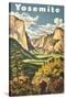 Travel Poster for Yosemite National Park-null-Stretched Canvas