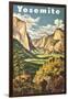 Travel Poster for Yosemite National Park-null-Framed Art Print