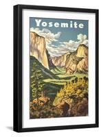 Travel Poster for Yosemite National Park-null-Framed Art Print