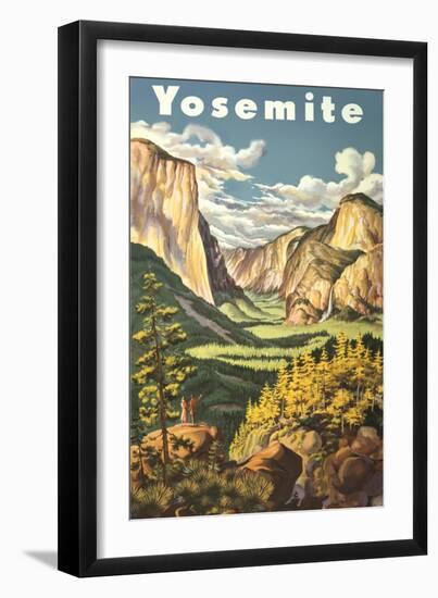 Travel Poster for Yosemite National Park-null-Framed Art Print