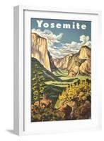 Travel Poster for Yosemite National Park-null-Framed Art Print