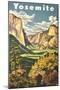 Travel Poster for Yosemite National Park-null-Mounted Art Print
