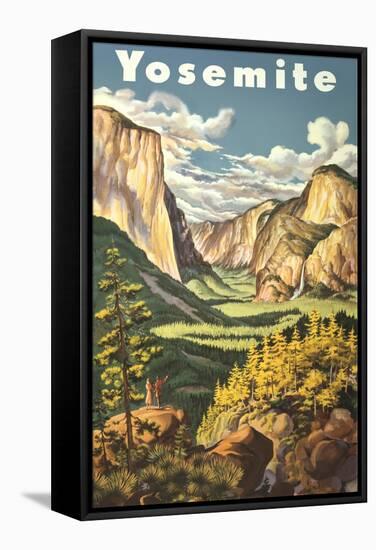 Travel Poster for Yosemite National Park-null-Framed Stretched Canvas