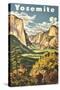 Travel Poster for Yosemite National Park-null-Stretched Canvas