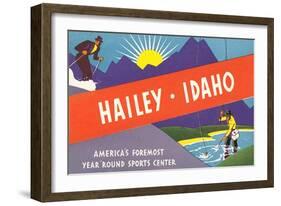 Travel Poster Hailey, Skiing, Fishing-null-Framed Art Print