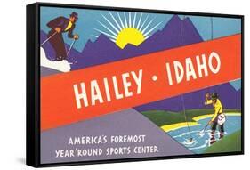 Travel Poster Hailey, Skiing, Fishing-null-Framed Stretched Canvas